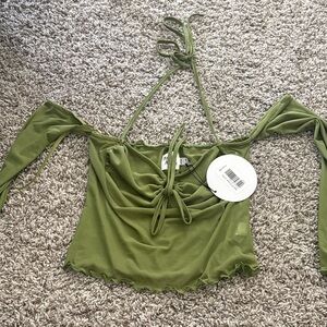 Princess Polly Stylish Olive Green Off-Shoulder Top